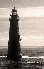 Boats Around Minots Ledge Light - Sepia Tone